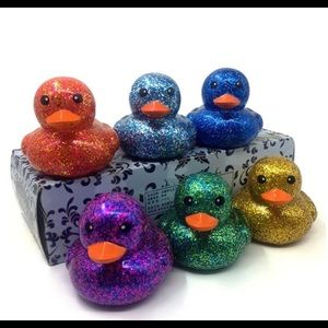 6pcs Set Glitter Sparkle Rubber Duck Bath Collectible Toy